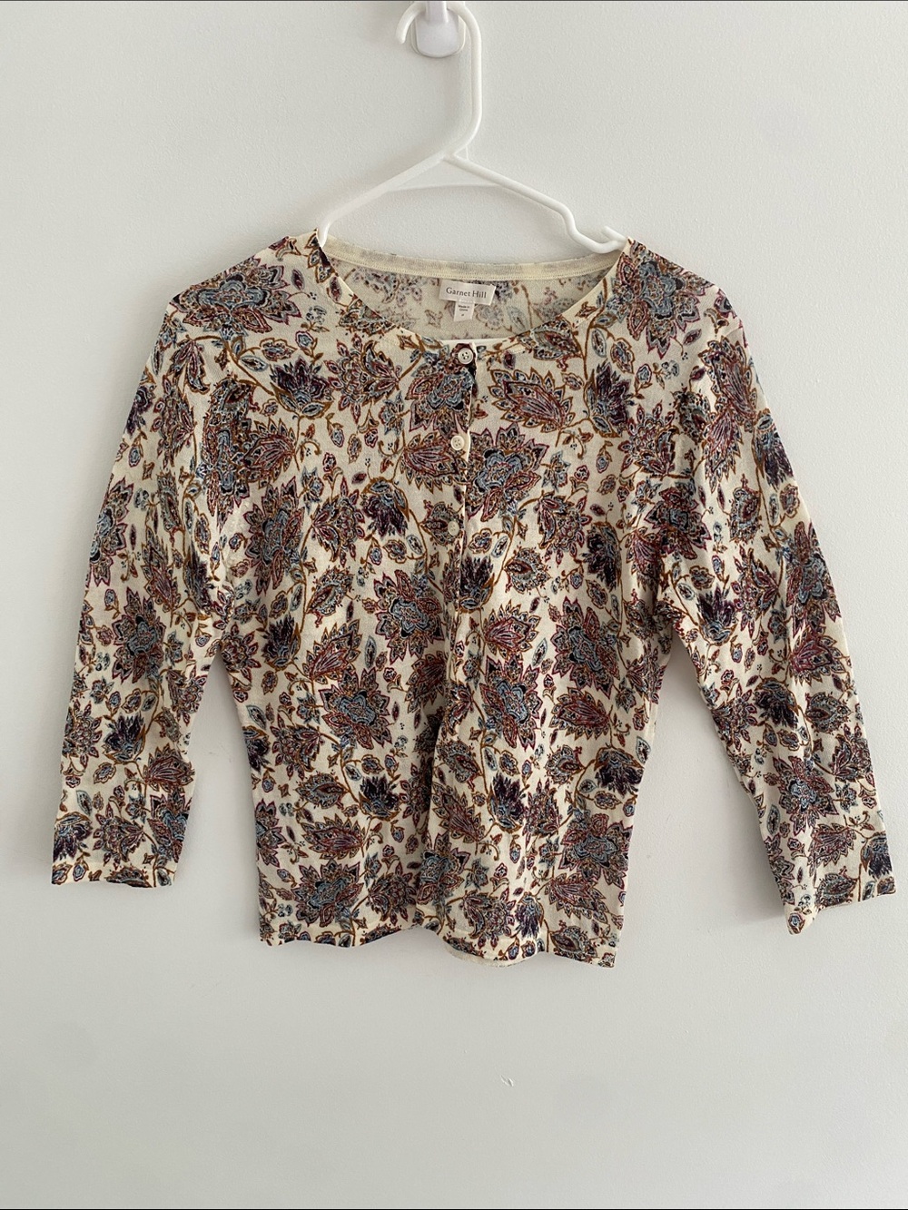 Garnet Hill Signature Fine Gauge Merino Wool Button Cardigan Size SMALL